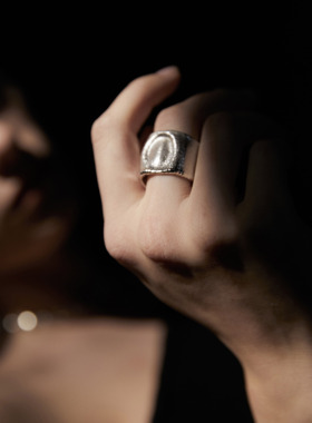 ABOAB925银镀金极简戒指指纹肌理