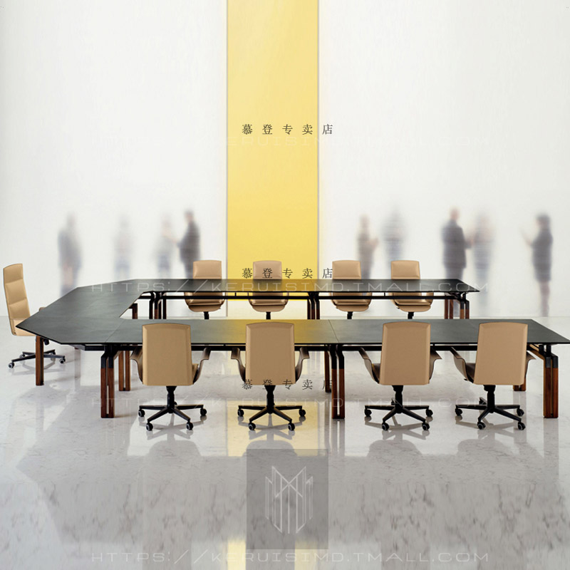 意大利十人会议桌 总裁办公室会议洽谈桌 现代简约实木接待桌u型