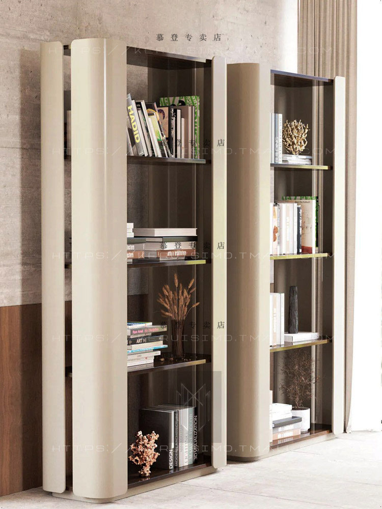 创意新款简约现代文件柜 轻奢玻璃收纳柜 意大利烤漆书柜可定制