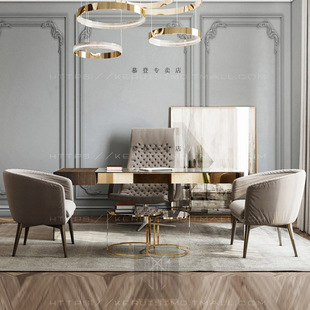 轻奢1米6办公桌 书桌轻奢现代 家用书房玻璃电脑桌 总裁老板桌