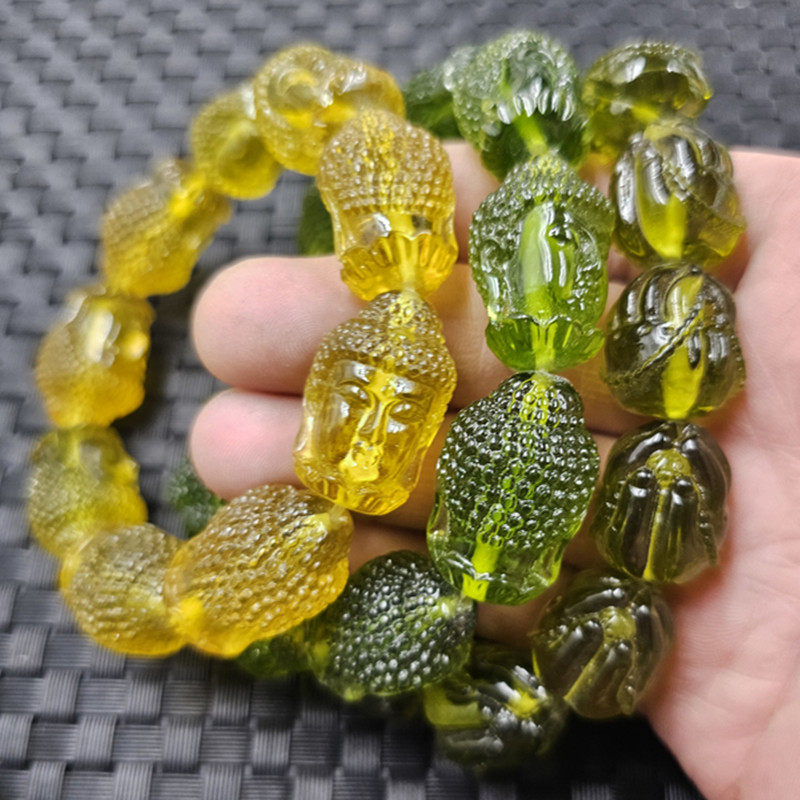人造琥珀佛头手链仿金珀佛手手链男女同款手链饰品手串手饰手环