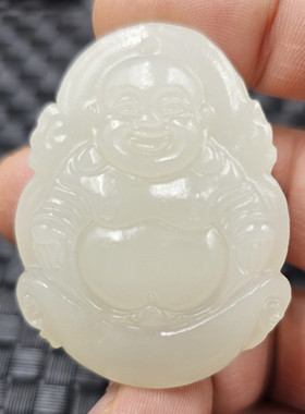 新疆和田白玉元宝佛玉石挂件