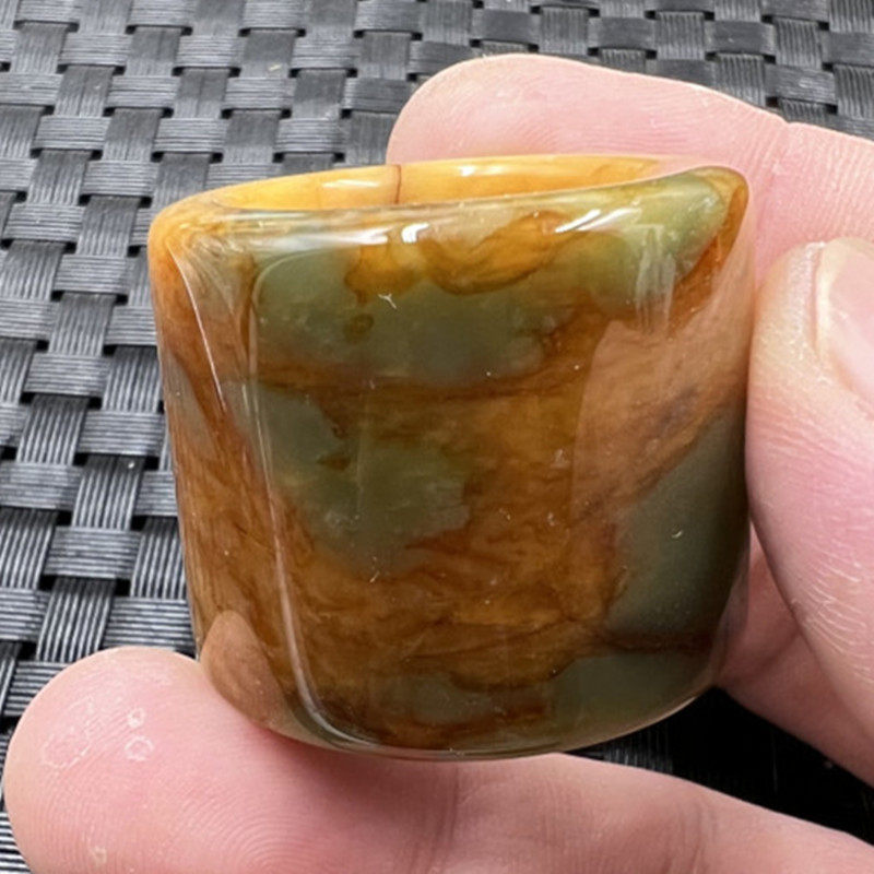 一物一图玉石扳指岫玉扳指加宽玉扳指古铜色文玩扳指玉指环手饰