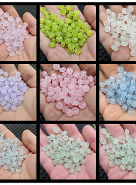 新疆和田白玉石英岩玉平安扣玉石散珠海蓝色粉橄榄绿色隔珠饰品珠