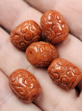 翡翠玉红翡回纹珠玉石散珠