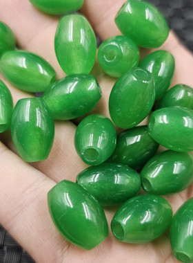 台湾碧玉大孔路路通玉石散珠