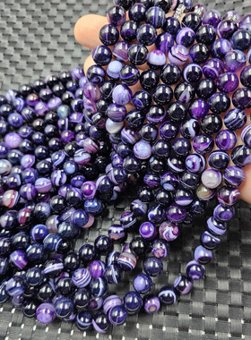 紫色玛瑙圆珠玉石项链10毫米