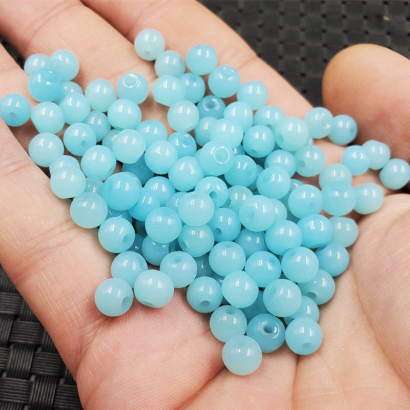 新款天蓝色圆珠散珠仿天河石散珠饰品手链项链编织珠配件珠子