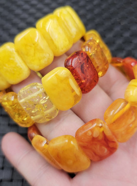 包邮鸡油黄蜜蜡无字牌手链