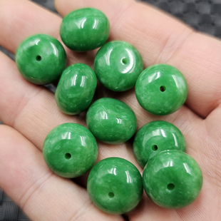 翡翠玉干青玉扣算盘珠玉石散珠祖母绿平安扣隔片隔珠diy饰品配件