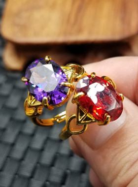 冰种切面红色活口玉石饰品戒指