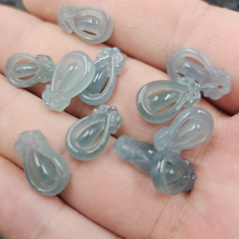 翡翠玉蓝水水滴玉石挂件油青水滴手链耳环发簪吊坠项链坠玉坠