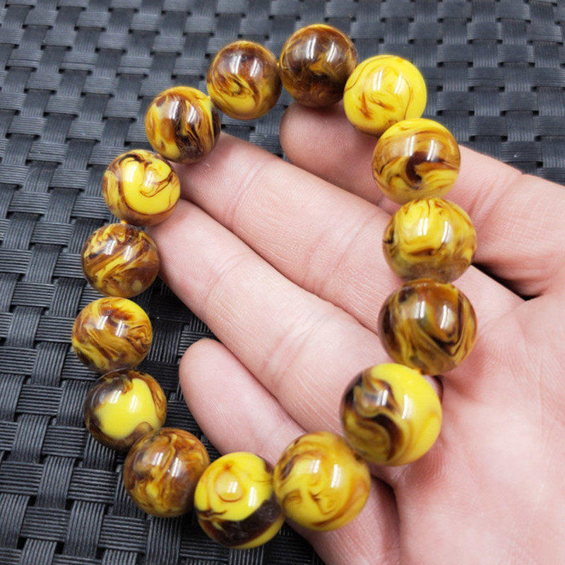 饰品手链人造蜜蜡圆珠手链花蜜蜡手链20毫米圆珠手链手串手环手饰