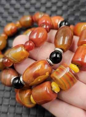战国黑玛瑙米珠玉石手链