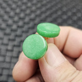 翡翠玉干青圆形平安牌玉石耳钉白底青无事牌耳钉女款 耳坠耳饰耳环