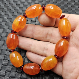 荧光浮盐水蜜蜡米珠手链人造老蜜蜡路路通勒子手串男女同款手饰