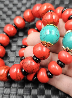 优化红松石算盘珠玉石手链