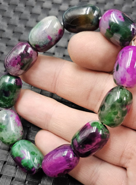 包邮紫绿玛瑙路路通玉石手链