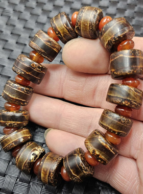 线型玛瑙车轮珠玉石手链