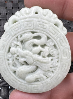 玉石挂件翠绿色生肖龙挂件方解石玉龙牌吊坠贵州翠吊坠玉牌子玉坠