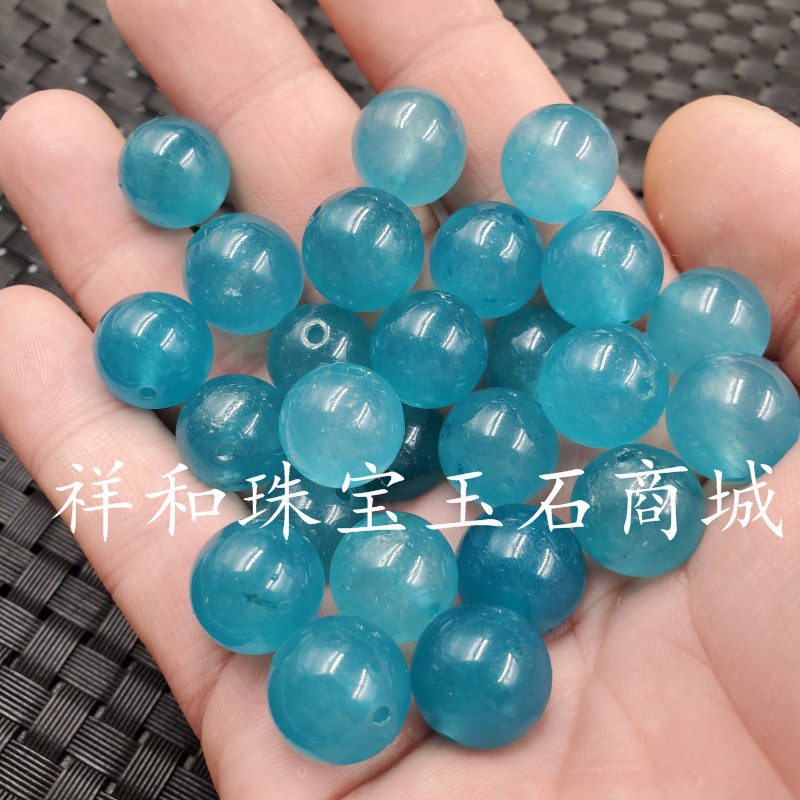 天然玉石湖蓝色饰品手链散珠