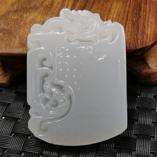 精美天然玉石a货新疆白玉龙凤壁挂件方解石玉半壁江山挂件玉牌