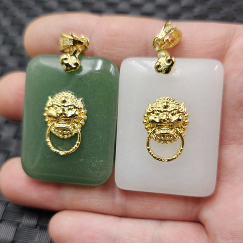 新疆和田白玉金丝玉平安牌玉石挂件东陵玉无事牌喜盈门吊坠玉牌子