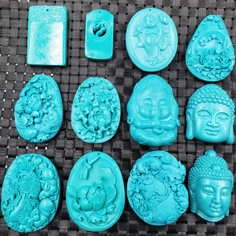 仿玉石挂件仿绿松石宝宝佛挂件花开富贵吊坠观音佛无事牌玉坠车挂