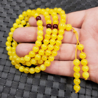 精美仿蜜蜡圆珠手链108颗手链仿琥珀蜜蜡手链饰品手链多圈手串