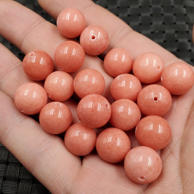 玉石粉色项链散珠