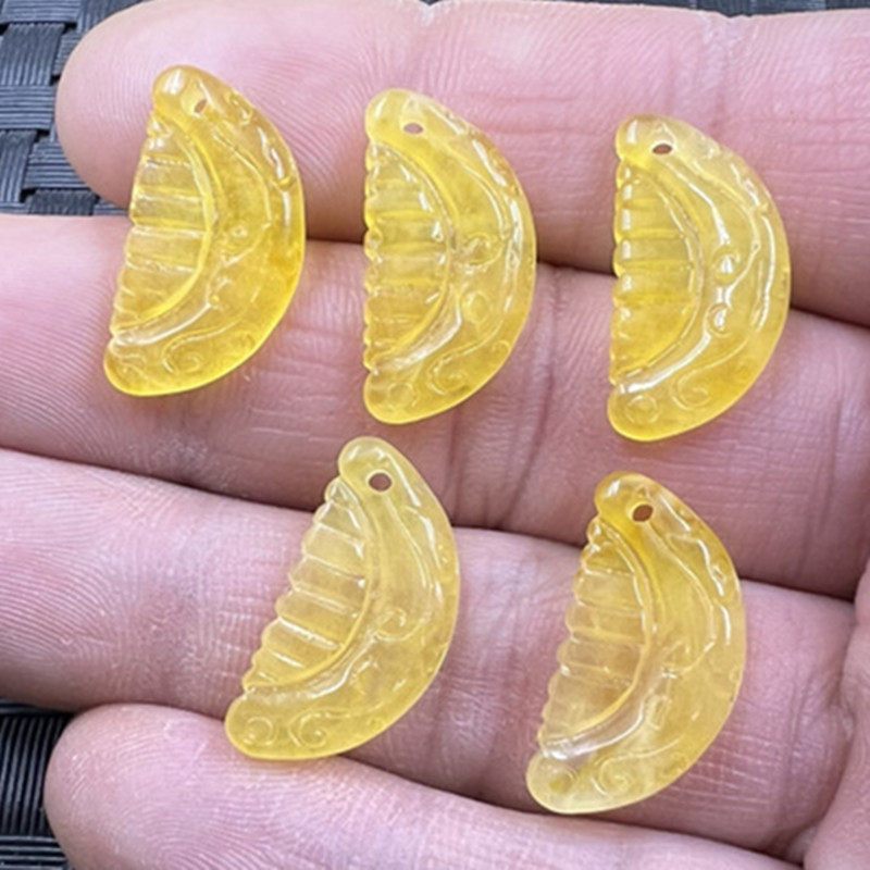 荧光浮盐水蜜蜡梳子挂件二代蜜蜡吊坠鸡油黄蜜蜡手链耳环吊坠配件