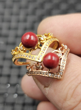 包邮朱砂圆珠玉石戒指紫金沙