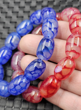 红冰花玛瑙路路通玉石手链