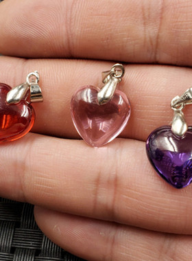 饰品吊坠冰种锆石心形挂件宝蓝色桃心挂件鸡血红心形吊坠项链坠