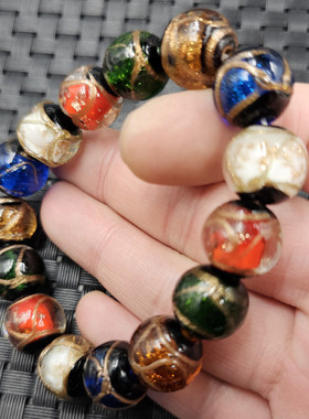 香灰琉璃圆珠仿玉石手链