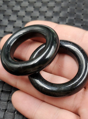 新疆和田蛇纹石玉圆环吊坠黑色玉石平安扣吊坠平安环项链坠玉坠