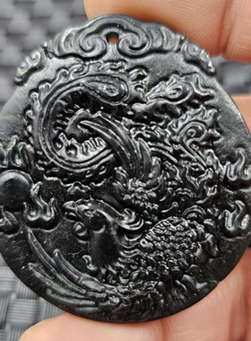 新疆和田墨玉凤凰玉石挂件