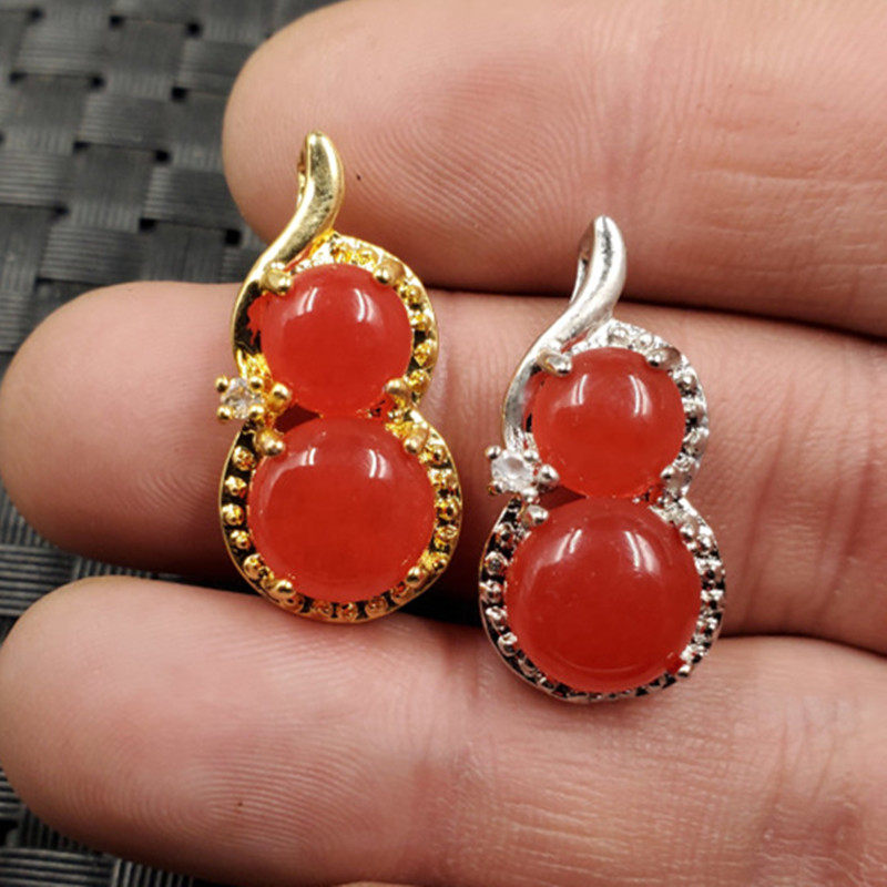 玉石挂件鸡血红葫芦挂件石英岩玉葫芦吊坠玉葫芦项链坠玉挂件玉坠