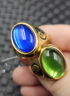 包邮冰种宝蓝色锆石蛋面玉石戒指