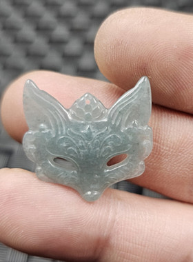 翡翠玉a货狐狸头玉石挂件