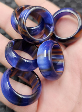 人造宝蓝色蜜蜡戒指炫彩蜜蜡戒指