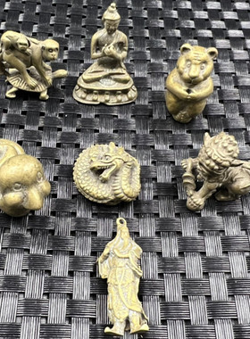 复古文玩黄铜关公生肖猴吊坠