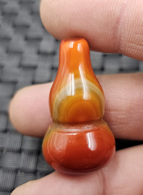 战国红玛瑙通孔立体葫芦玉石散珠橘红色葫芦手链项链佛珠饰品配件