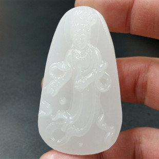 天然玉石a货新疆白玉观音玉挂件散花观音吊坠玉牌子厂家直销