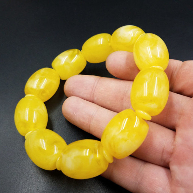 厂家直销 新款仿荧光蜜蜡米珠手链 老蜜蜡路路通手链 蜜蜡手串