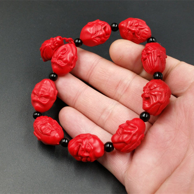 高档精美仿朱砂罗汉头手链鸡血红朱砂手链朱砂手串厂家直销-