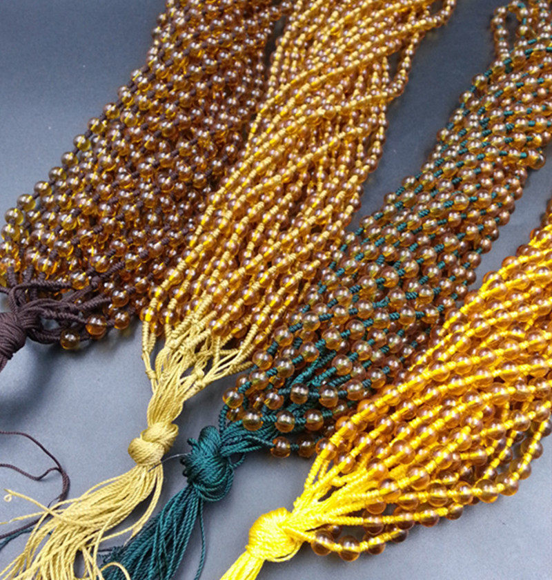 高档精美琥珀圆珠挂件绳珠宝玉石圆珠链子茶色黑曜石配件绳吊坠绳