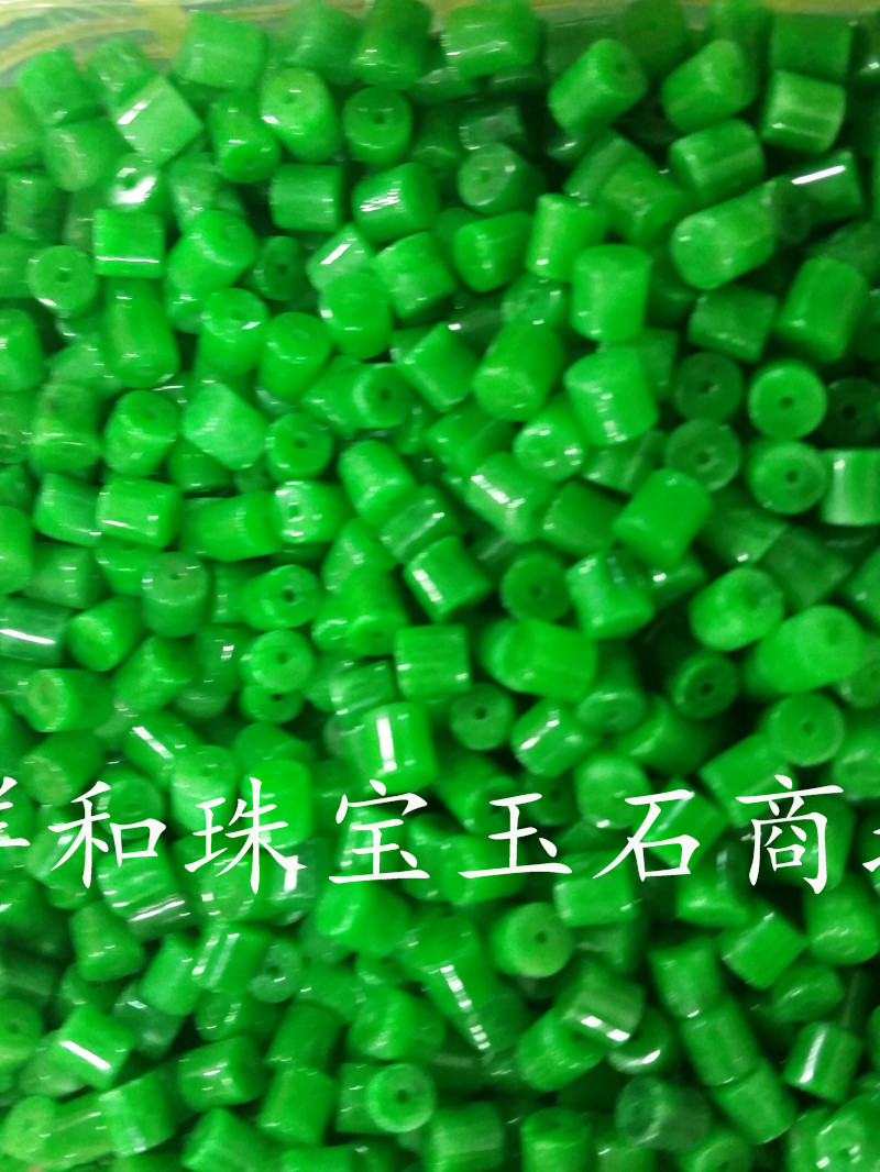 厂家直销天然玉石翡翠玉散珠干青桶珠阳绿满绿项链手链专用珠