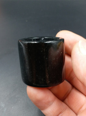 高档精美 天然玉玉石a货砭石戒指 黑色玉石戒指扳指厂家直销