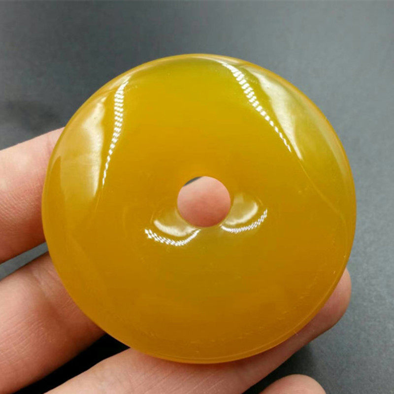 厂家直销天然玉石A货 黄玛瑙大号平安扣吊坠 玉髓玛瑙挂件